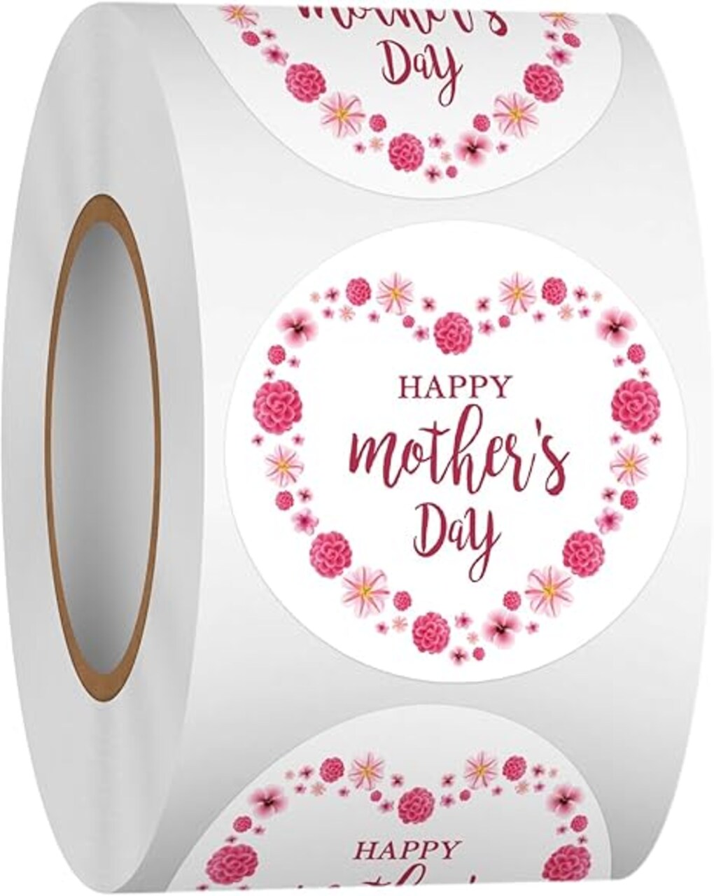 500 Pcs Happy Mother's Day Stickers - 1.5" Colorful Floral Labels on a Roll - Self-Adhesive, Residue-Free Decorative Seals for Gifts, Bakery, and Crafts